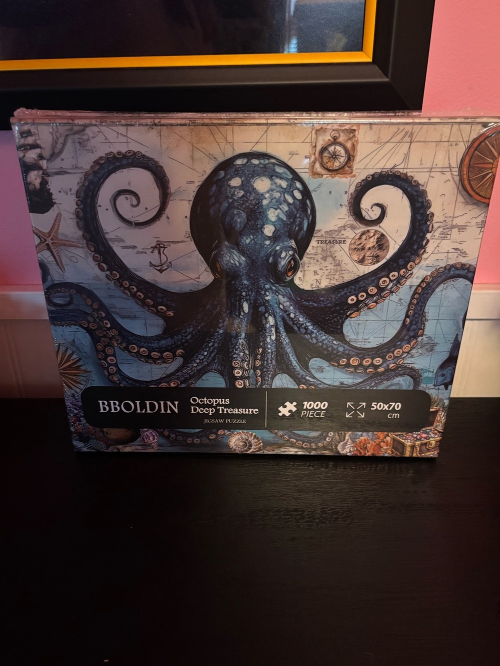 BBOLDIN Octopus Deep Treasure Puzzle - Blue Nautical Artwork